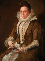 Porträt einer Dame mit einem Hund